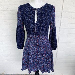 Forever 21 blue patchwork dress with keyhole front